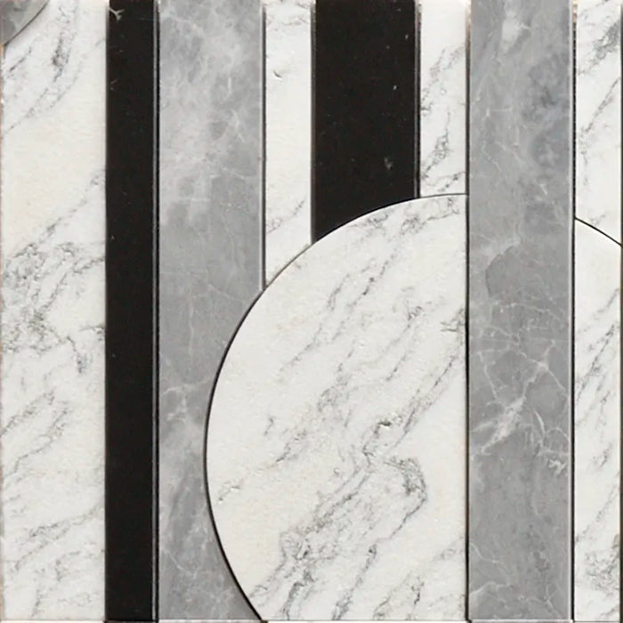 Tempo Monochrome Marble Mosaic Textured & Honed 1