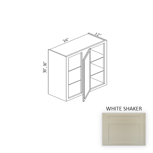 WBC2430 Wood White Shaker Corner Blind Base Cabinet White Shaker 1