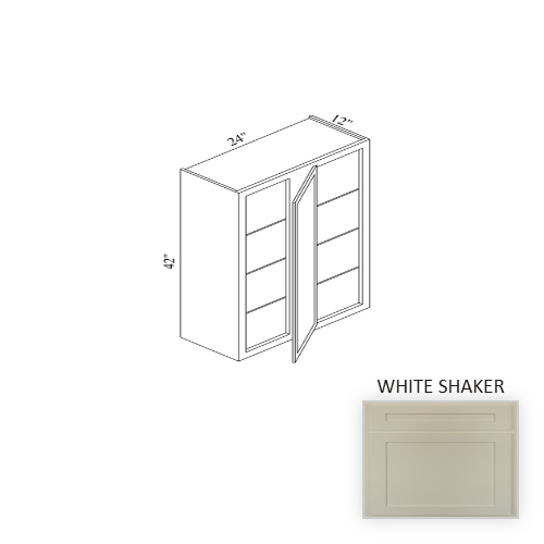 WBC2442 Wood White Shaker Corner Blind Base Cabinet White Shaker 1
