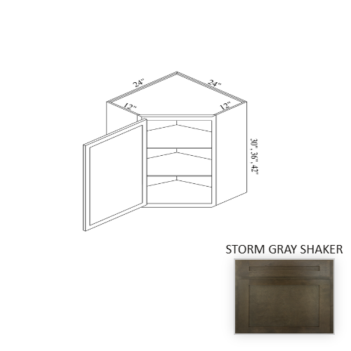 WCD2430 Wood Storm Gray Shaker Corner Blind Base Cabinet Storm Gray Shaker 1