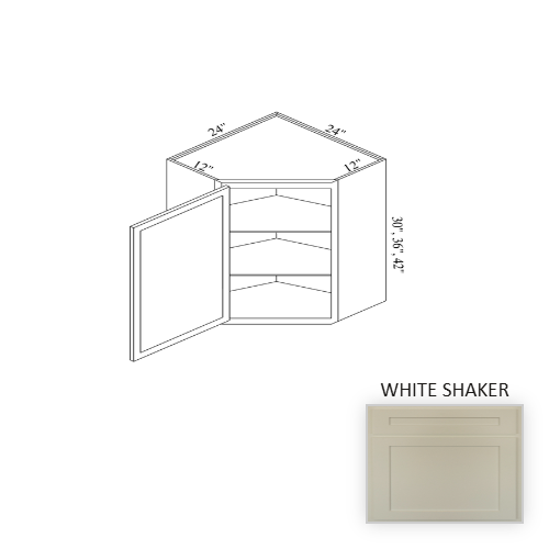 WCD2430 Wood White Shaker Corner Blind Base Cabinet White Shaker 1