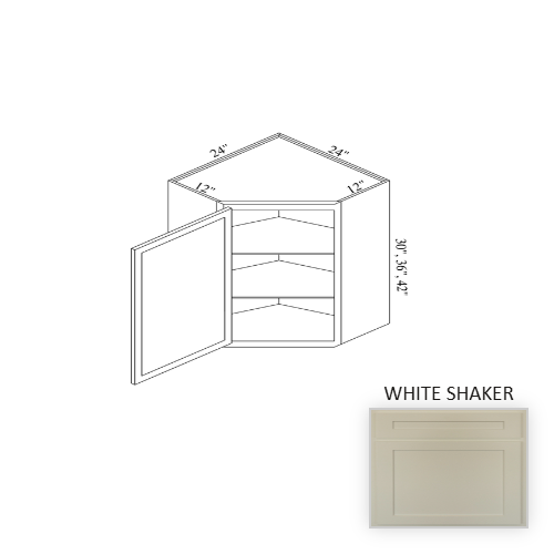 WCD2442 Wood White Shaker Corner Blind Base Cabinet White Shaker 1