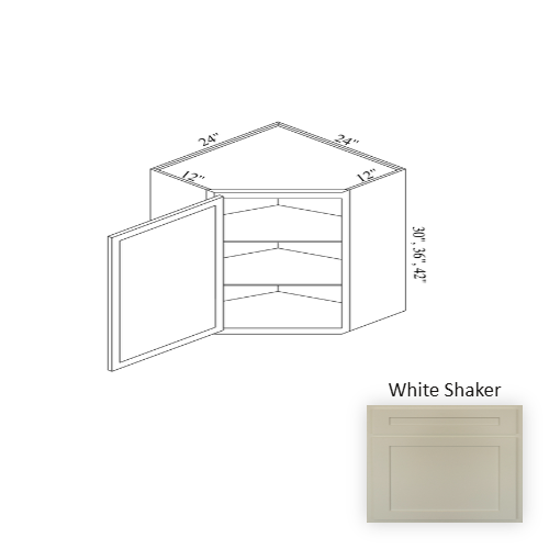 WCD2442 Wood White Shaker Corner Blind Base Cabinet White Shaker 1