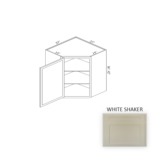 WCD273615 Wood White Shaker Corner Blind Base Cabinet White Shaker 1
