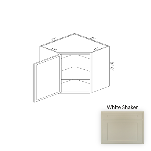 WCD273615 Wood White Shaker Corner Blind Base Cabinet White Shaker 1