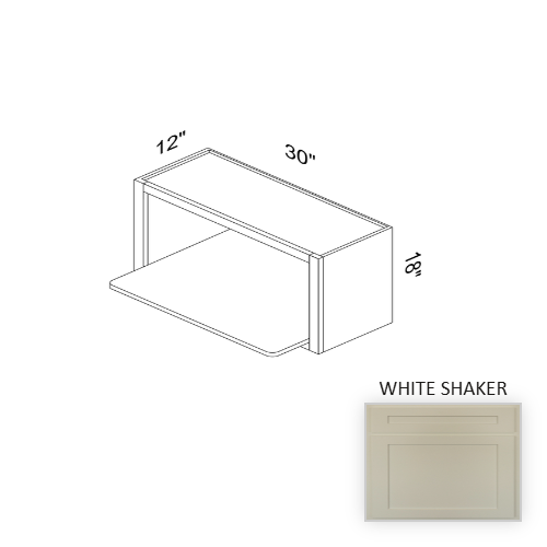 WMW3018 Wood White Shaker Microwave Cabinet White Shaker 1