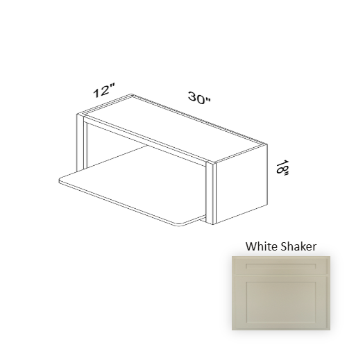 WMW3018 Wood White Shaker Microwave Base Cabinet White Shaker 1