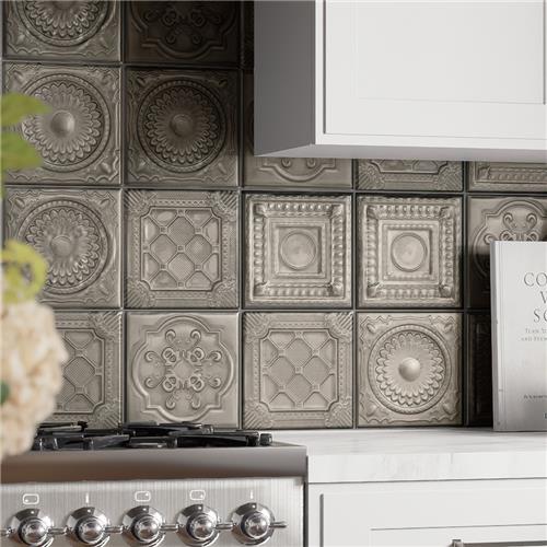 Ritz Ceramic Metallo Silver Tile Satin 6