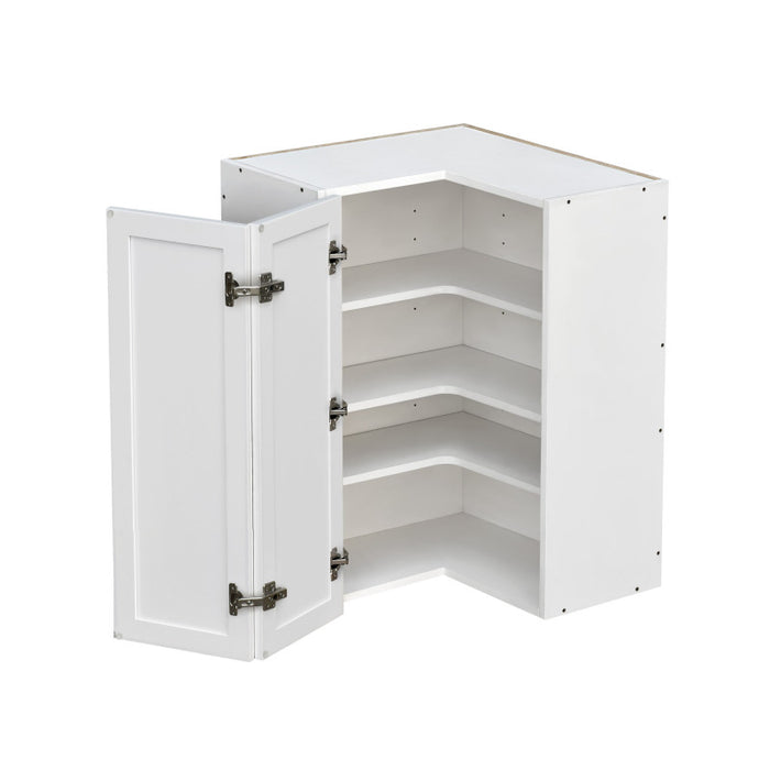 Shady White Wood Diagonal Corner Wall Cabinet 2