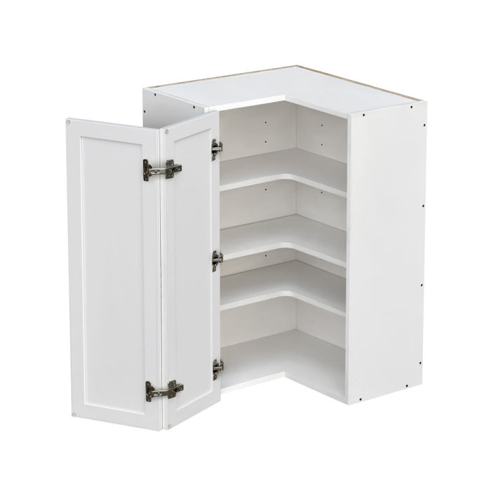 Shady White Wood Diagonal Corner Wall Cabinet 2
