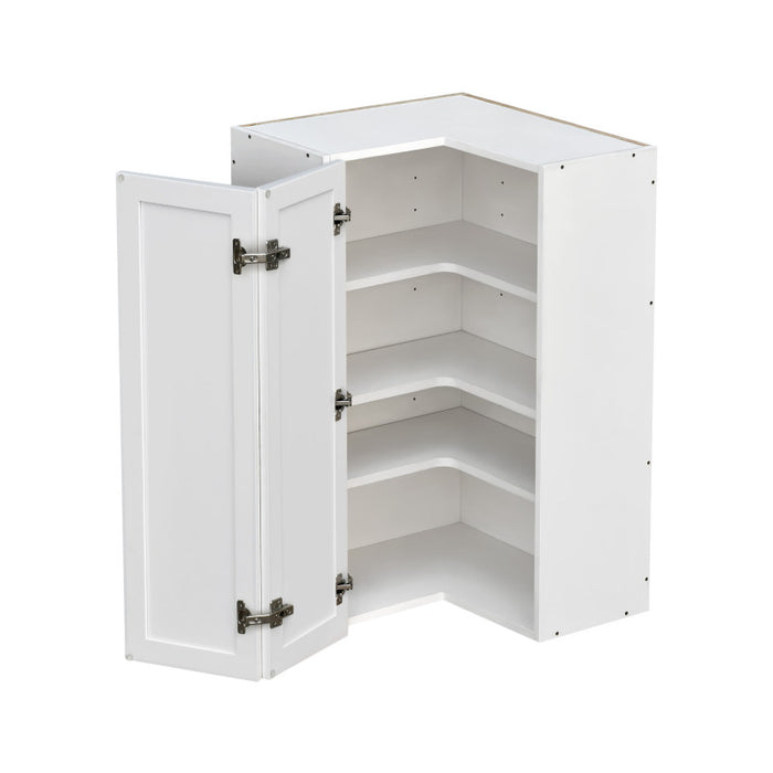 Shady White Wood Diagonal Corner Wall Cabinet 2