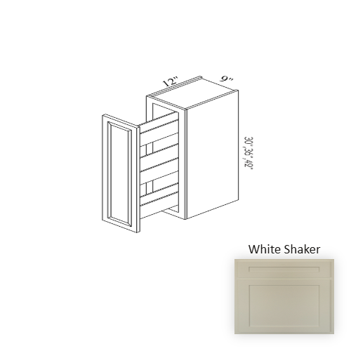 WSR0942 Wood White Shaker Pull Out Base Cabinet Base White Shaker 1