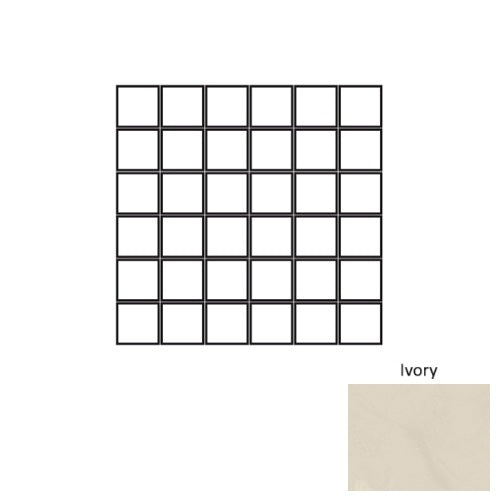 Full Sheet Sample - Walk Ivory Porcelain Mosaic - 2" x 2" Matte