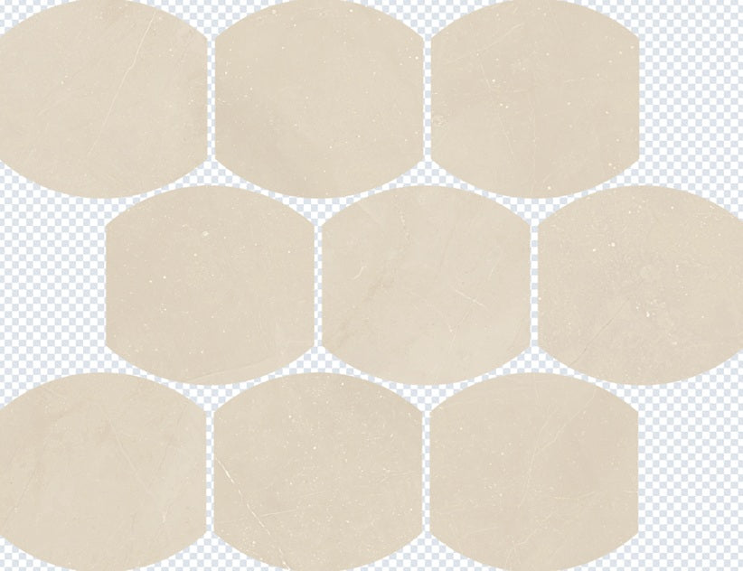 Full Sheet Sample - Walk Ivory Oval Porcelain Mosaic - 10.50" x 11.75" Matte