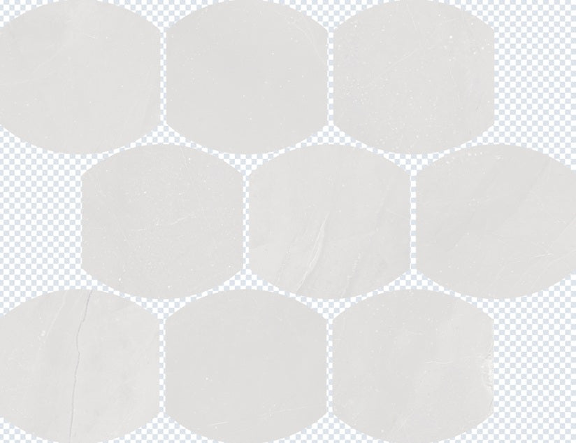 Full Sheet Sample - Walk White Oval Porcelain Mosaic - 10.50" x 11.75" Matte