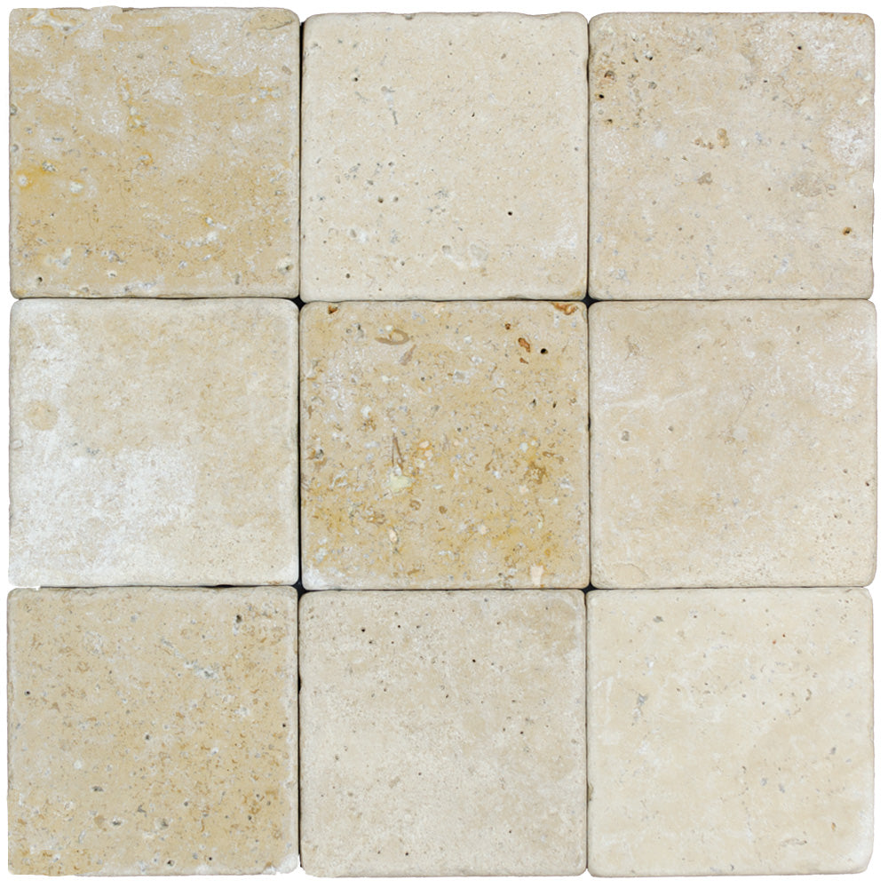 Full Paver Sample - Walnut Travertine Paver - 6" x 6" x 3 CM Tumbled