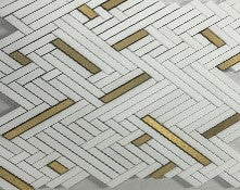 Thassos & Brass Polished Marble & Brass Mosaic - Folle