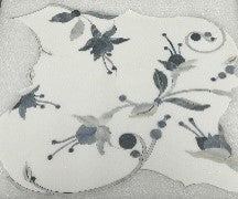 Thassos / Carrara / Nova Blue Polished Marble & Brass Mosaic - Fuschia