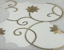 Full Sheet Sample - Thassos & Brass Justin 1 Marble & Brass Mosaic - 12" x 16.36" x 3/8" Polished