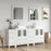CVC White Solid Wood with Basin Engineered Marble Top and Mirror CVC24 Bathroom Cabinet - 72" x 18.5" x 36"