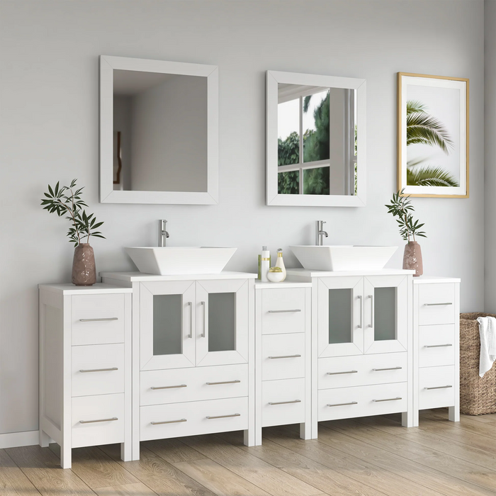CVC White Solid Wood Vanity Cabinet - 84" x 18.5" x 36"