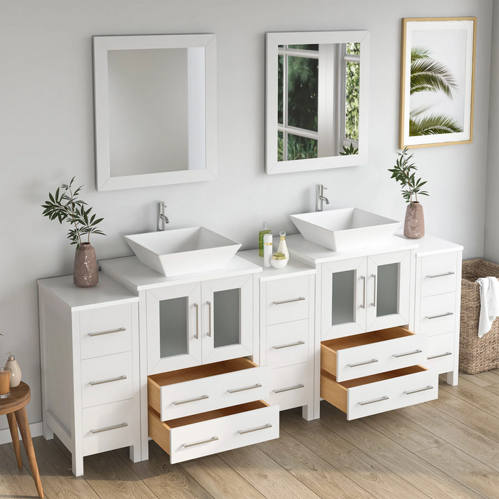 CVC White Solid Wood Vanity Cabinet - 84" x 18.5" x 36"