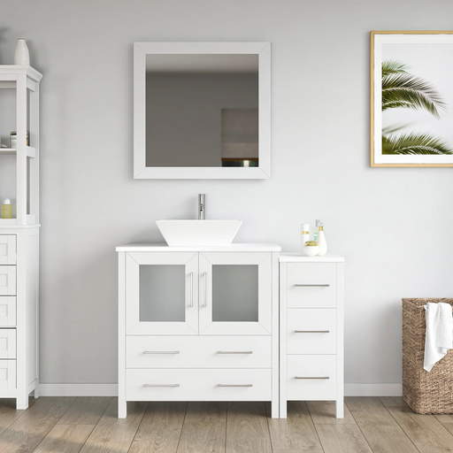 CVC Solid Wood White Bathroom Cabinet White