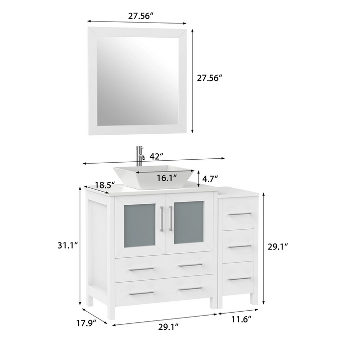 CVC Solid Wood White Bathroom Cabinet White