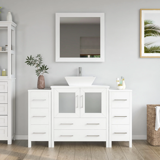 CVC Solid Wood White Bathroom Cabinet White
