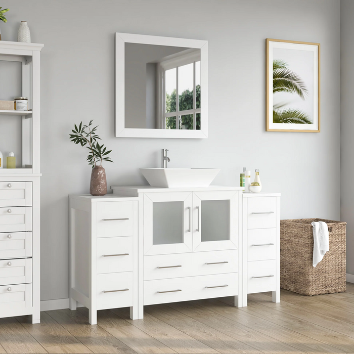 CVC Solid Wood White Bathroom Cabinet White