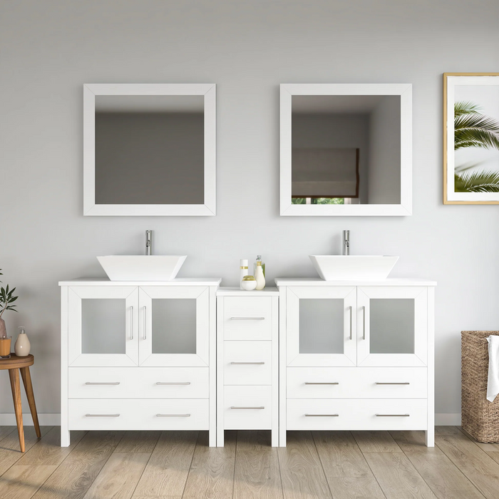 CVC Solid Wood White Bathroom Cabinet White