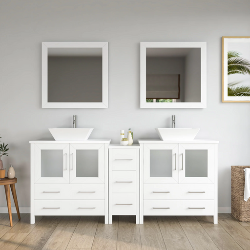 CVC Solid Wood White Bathroom Cabinet White