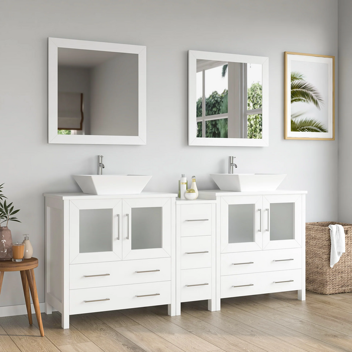 CVC Solid Wood White Bathroom Cabinet White