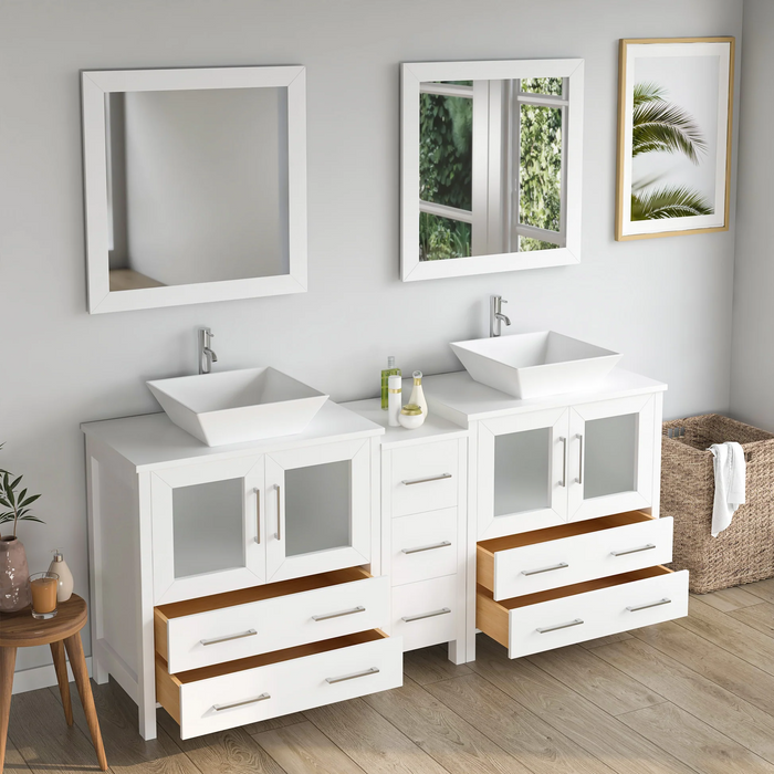 CVC Solid Wood White Bathroom Cabinet White