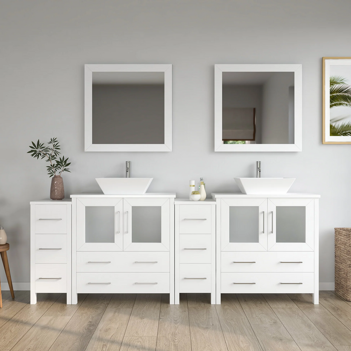 CVC Solid Wood White Bathroom Cabinet White