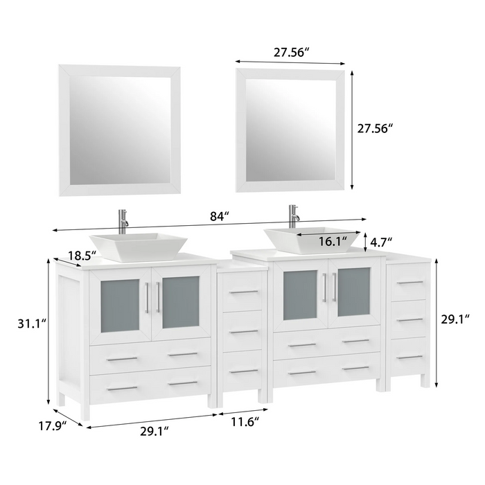 CVC Solid Wood White Bathroom Cabinet White