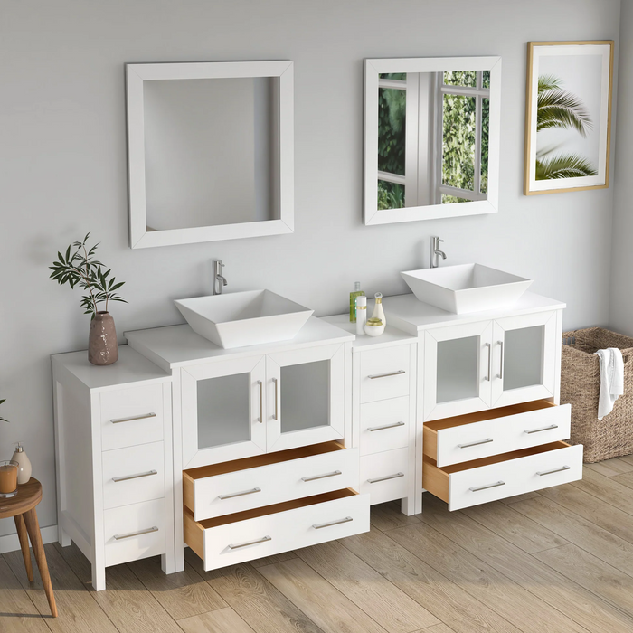 CVC Solid Wood White Bathroom Cabinet White