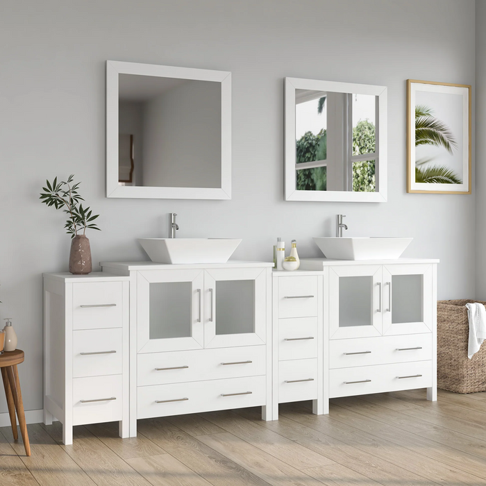 CVC Solid Wood White Bathroom Cabinet White