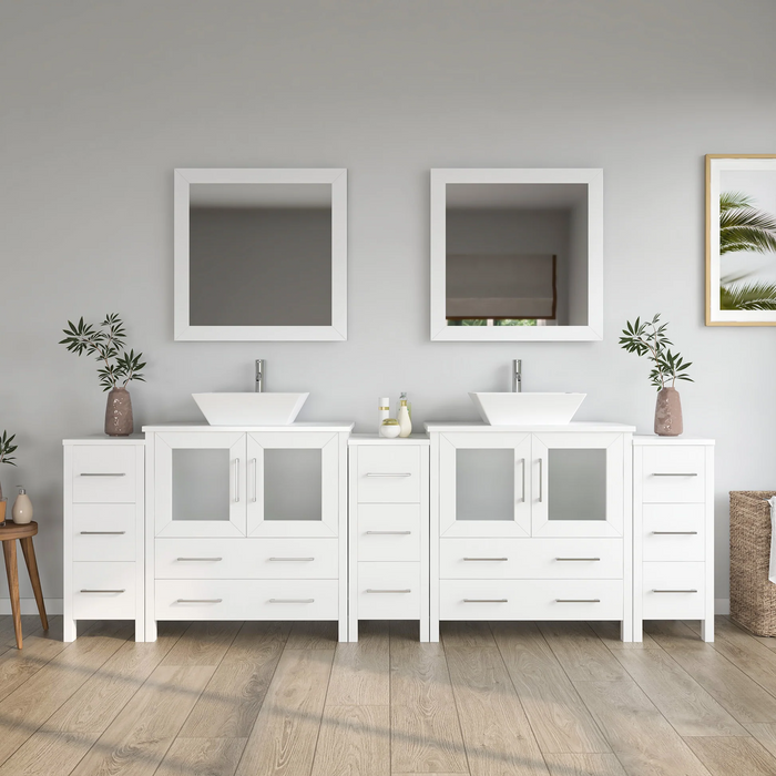 CVC Solid Wood White Bathroom Cabinet White