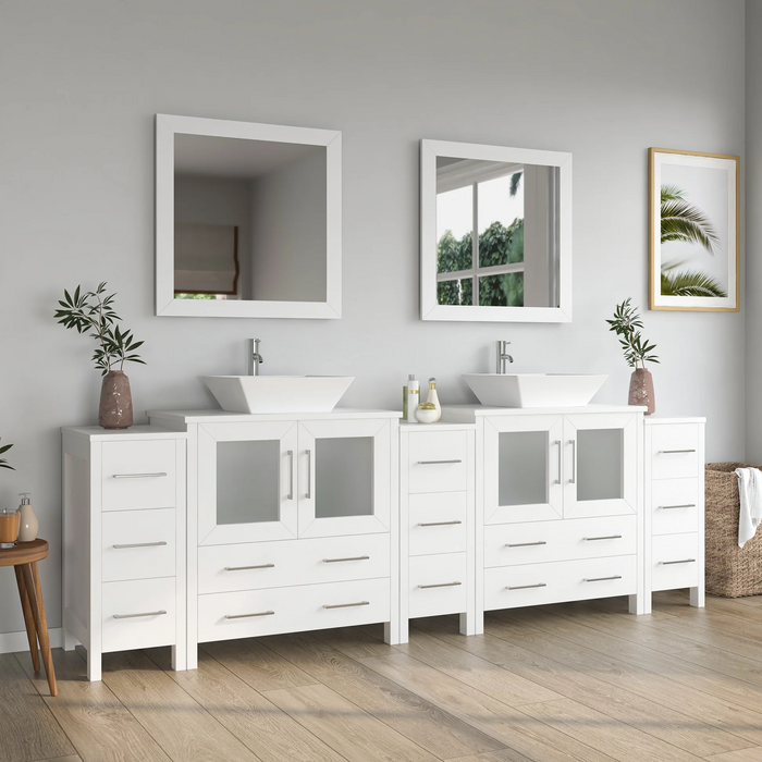 CVC Solid Wood White Bathroom Cabinet White