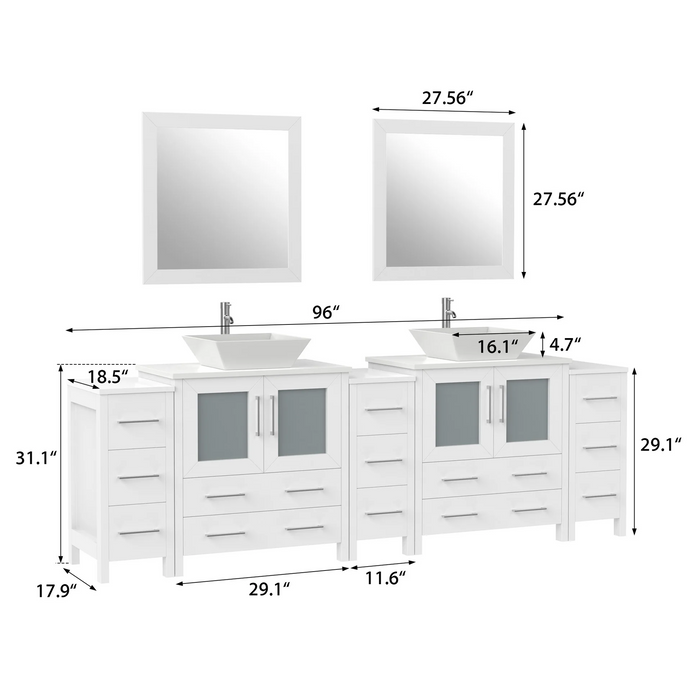 CVC Solid Wood White Bathroom Cabinet White