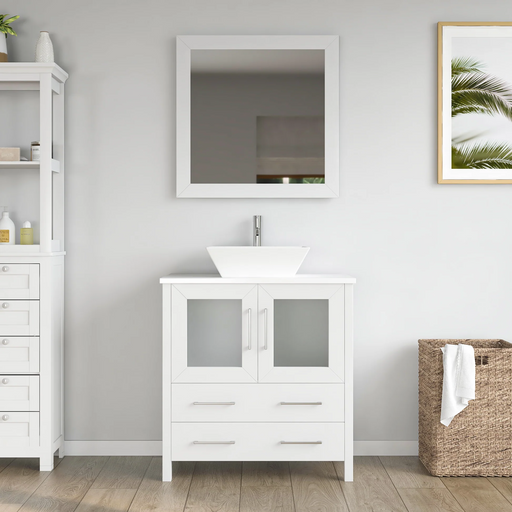 CVC Solid Wood White Bathroom Cabinet White