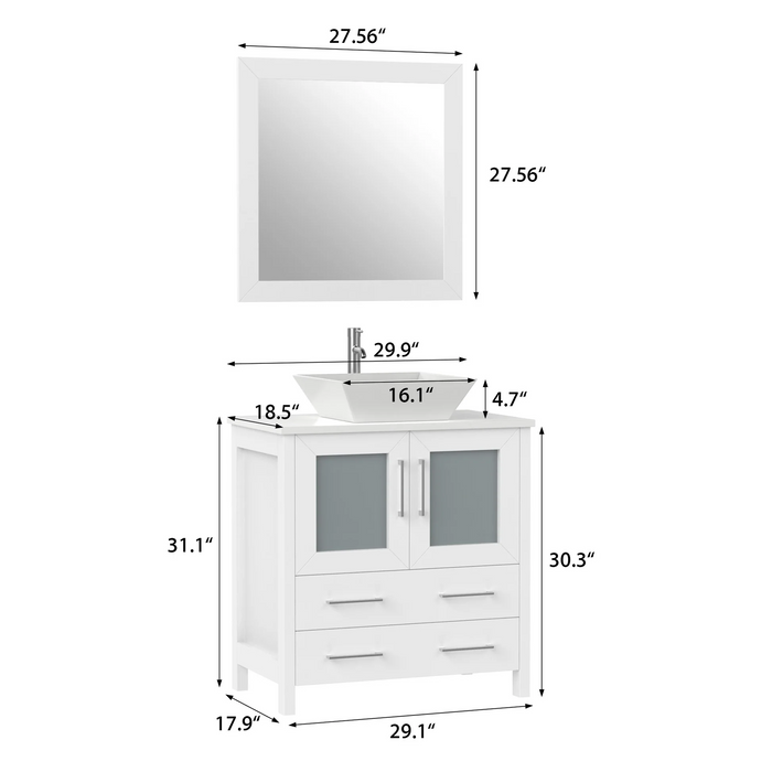 CVC Solid Wood White Bathroom Cabinet White
