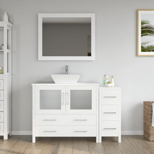 CVC Solid Wood White Bathroom Cabinet White