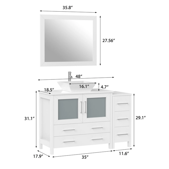 CVC Solid Wood White Bathroom Cabinet White