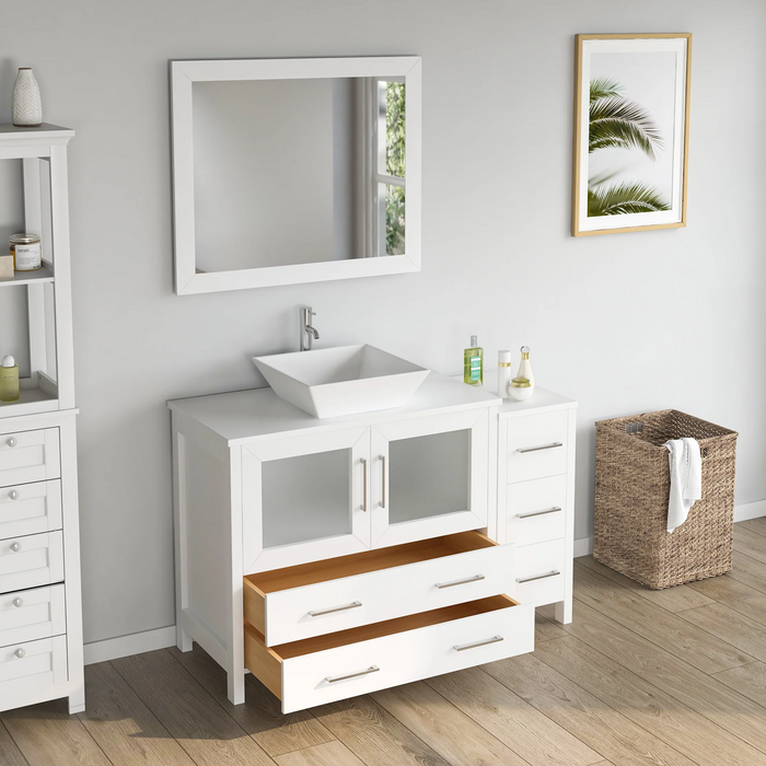 CVC Solid Wood White Bathroom Cabinet White