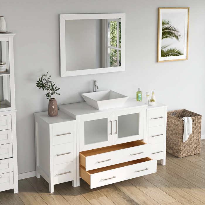 CVC Solid Wood White Bathroom Cabinet White