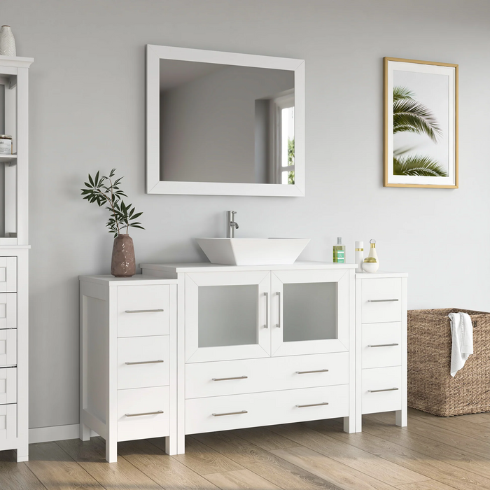 CVC Solid Wood White Bathroom Cabinet White
