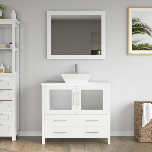 CVC Solid Wood White Bathroom Cabinet White