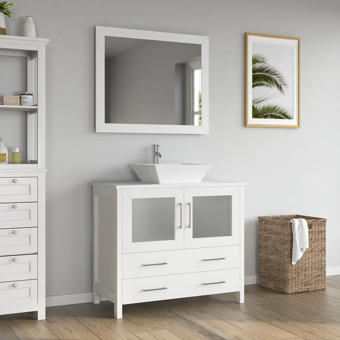 CVC Solid Wood White Bathroom Cabinet White